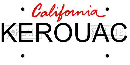KEROUAC California License Plate