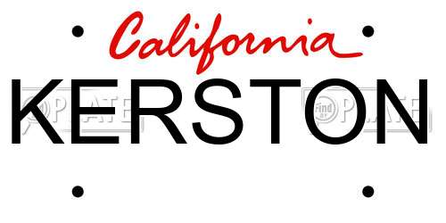 KERSTON California License Plate