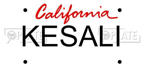 KESALI California License Plate
