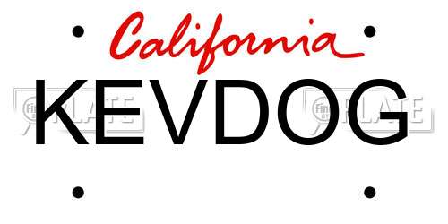 KEVDOG California License Plate