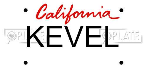 KEVEL California License Plate