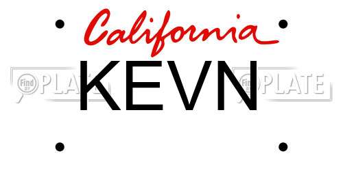 KEVN California License Plate