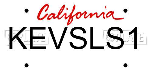 KEVSLS1 California License Plate