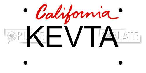 KEVTA California License Plate