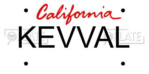 KEVVAL California License Plate