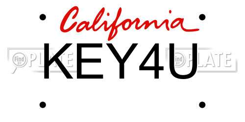 KEY4U California License Plate