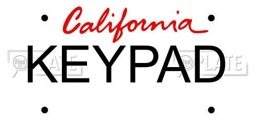 KEYPAD California License Plate