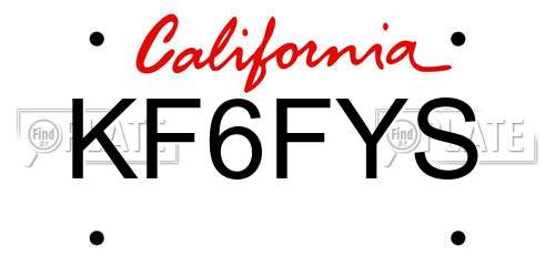 KF6FYS California License Plate