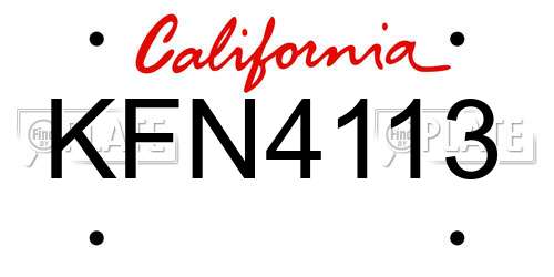 KFN4113 California License Plate