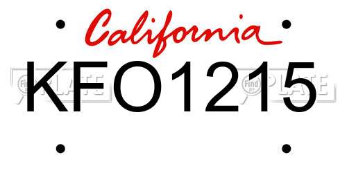 KFO1215 California License Plate