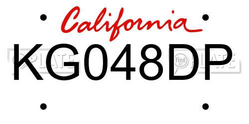 KG048DP California License Plate