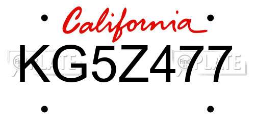 KG5Z477 California License Plate