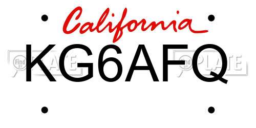 KG6AFQ California License Plate