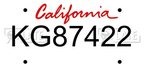 KG87422 California License Plate