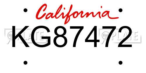 KG87472 California License Plate