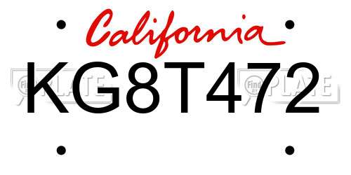 KG8T472 California License Plate