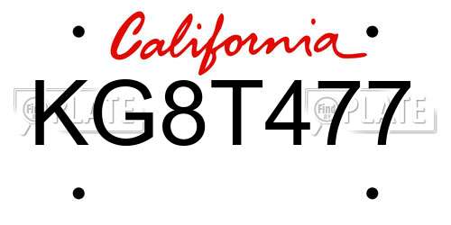 KG8T477 California License Plate