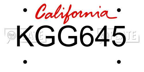 KGG645 California License Plate