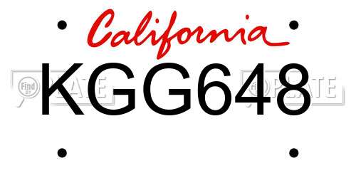 KGG648 California License Plate