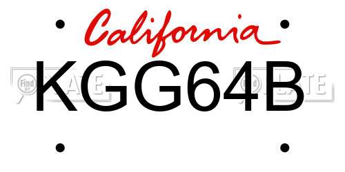 KGG64B California License Plate