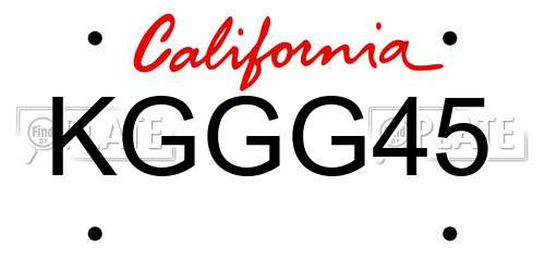 KGGG45 California License Plate