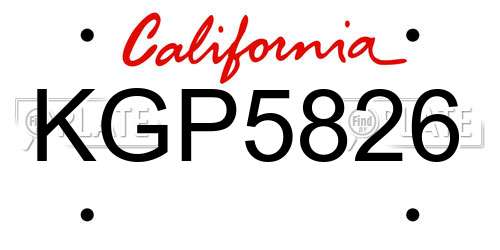 KGP5826 California License Plate