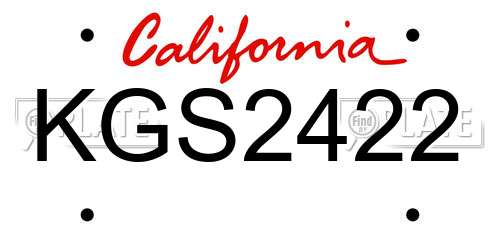 KGS2422 California License Plate