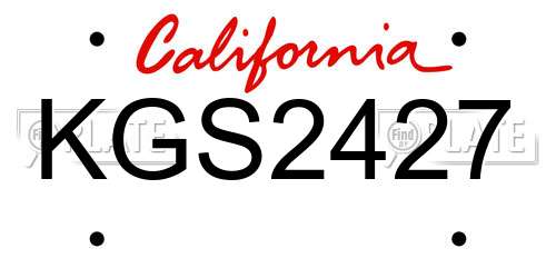 KGS2427 California License Plate