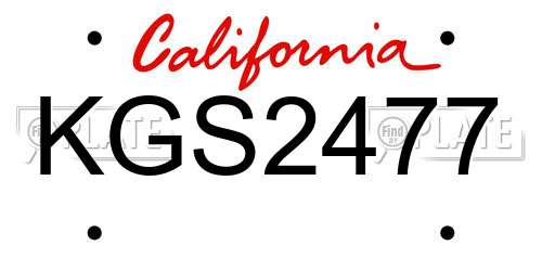 KGS2477 California License Plate
