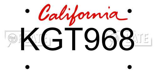 KGT968 California License Plate