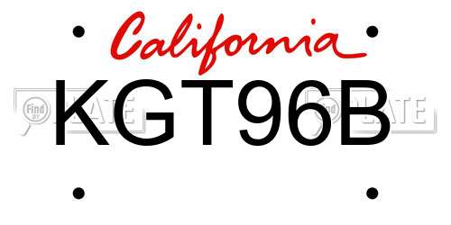 KGT96B California License Plate