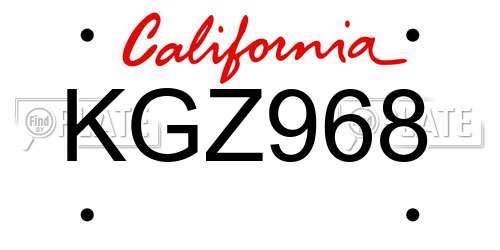 KGZ968 California License Plate