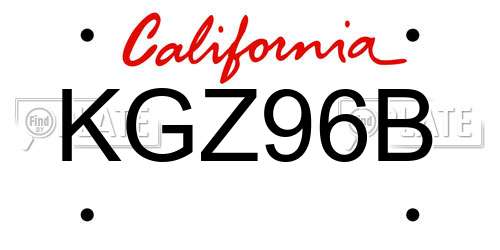 KGZ96B California License Plate