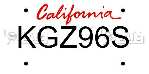 KGZ96S California License Plate