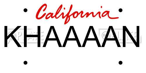 KHAAAAN California License Plate
