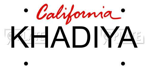 KHADIYA California License Plate