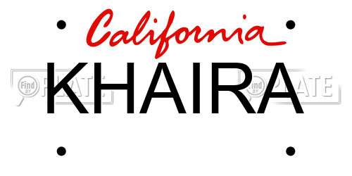 KHAIRA California License Plate