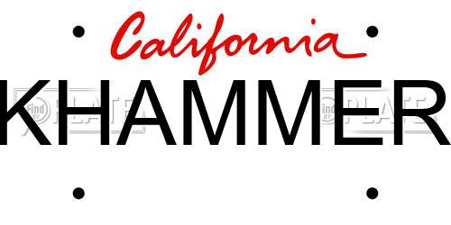 KHAMMER California License Plate