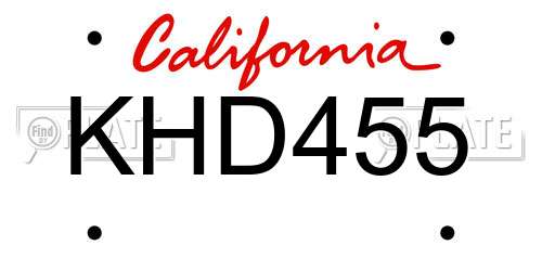KHD455 California License Plate