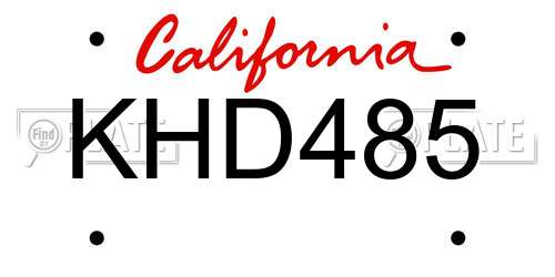 KHD485 California License Plate