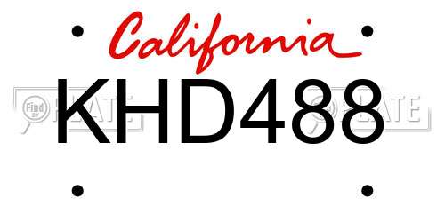KHD488 California License Plate