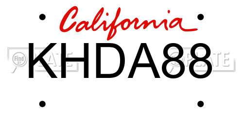 KHDA88 California License Plate