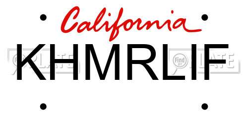 KHMRLIF California License Plate