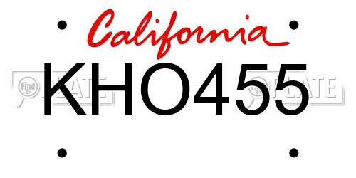 KHO455 California License Plate