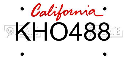 KHO488 California License Plate