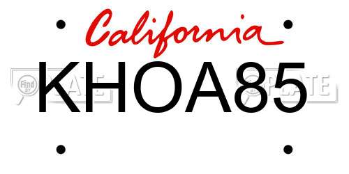 KHOA85 California License Plate