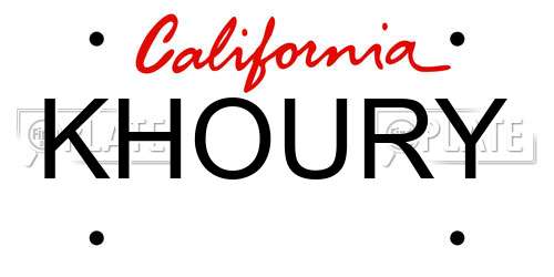 KHOURY California License Plate