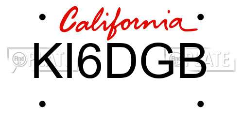 KI6DGB California License Plate