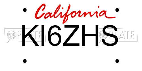 KI6ZHS California License Plate