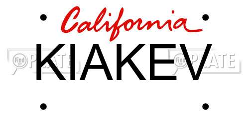 KIAKEV California License Plate